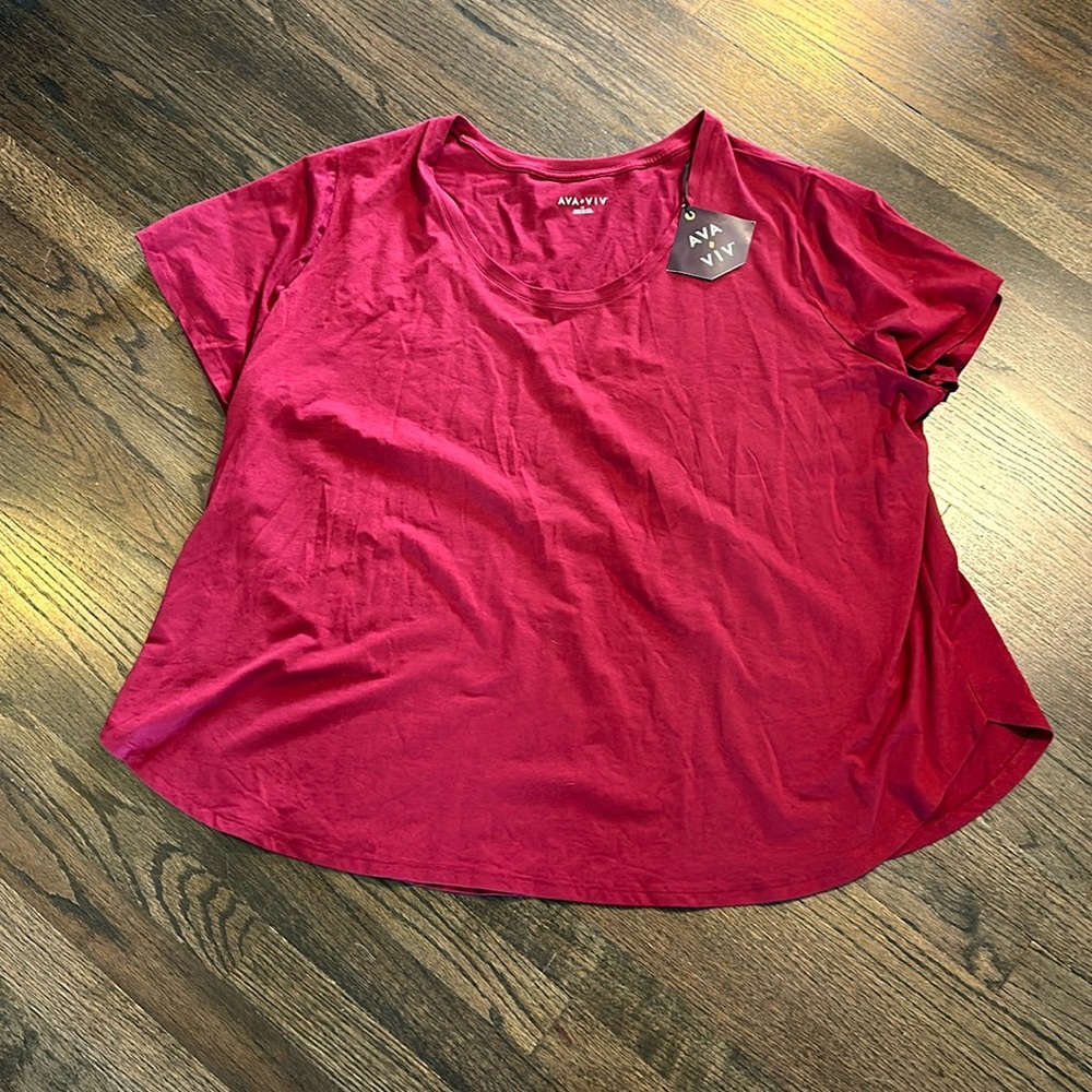 Ava & Viv Burgundy T Shirt NEW NWT 4X